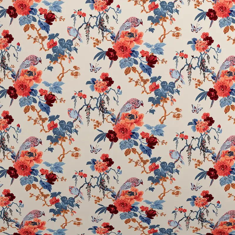 V A Chinoiserie Charm Throw Red