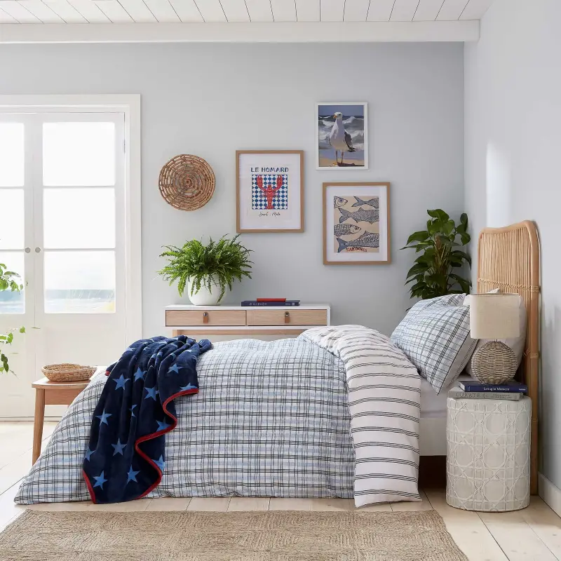 Helena Springfield Long Island Jones Check Brushed Cotton Single Duvet Cover Set Navy